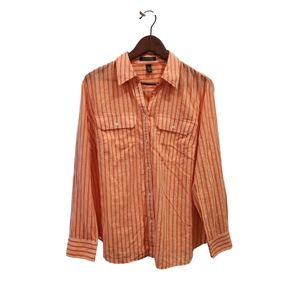 Lauren Ralph Lauren Women's Lightweight Striped Button Down Shirt | Size 1X